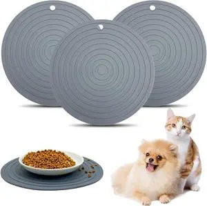 3PCS Silicone Pet Food Mat, 9.5" Round Waterproof Non-Slip Dog Cat Bowl Placemat Preventing Feed and Water Overflow Suitable for Medium Small Bowl Dish Plate for Small Animals Protect Floor 3PCS Silicone Pet Food Mat, 9.5" Round Waterproof Non-Slip Dog Cat Bowl Placemat Preventing Feed and Water Overflow Suitable for Medium Small Bowl Dish Plate for Small Animals Protect Floor