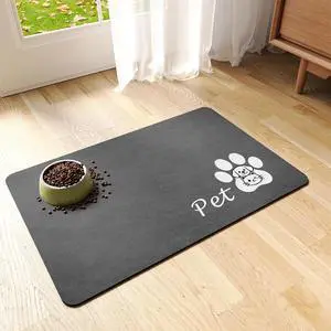 Dog Food Mat Cat Feeding Mat for Food and Water Bowls,12"x20",Dark Grey | Non Slip Absorbent Quick Dry Pet Feeding Mats for Floors with Waterproof Rubber Backed Dog Placemat Mats for Messy Drinkers Dog Food Mat Cat Feeding Mat for Food and Water Bowls,12"x20",Dark Grey | Non Slip Absorbent Quick Dry Pet Feeding Mats for Floors with Waterproof Rubber Backed Dog Placemat Mats for Messy Drinkers