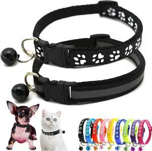 Black XS Dog Collar with Bell, 2-Pack Reflective XXS Puppy Cat Collars | Soft Nylon Adjustable Buckle for XXS XSmall Extra Small X-Small Tiny Boy Girl Pets Female Male Kitten Yorkie Teacup Chihuahua Black XS Dog Collar with Bell, 2-Pack Reflective XXS Puppy Cat Collars | Soft Nylon Adjustable Buckle for XXS XSmall Extra Small X-Small Tiny Boy Girl Pets Female Male Kitten Yorkie Teacup Chihuahua