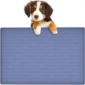 24"x16" Large Dog Food Mat, Silicone Dog and Cat Mats for Food and Water Bowls, Waterproof Raised Edge Pet Feeding Mat for Contain Spills Protects Floors, Multiple Colors & Sizes for Pets, Lake Blue 24"x16" Large Dog Food Mat, Silicone Dog and Cat Mats for Food and Water Bowls, Waterproof Raised Edge Pet Feeding Mat for Contain Spills Protects Floors, Multiple Colors & Sizes for Pets, Lake Blue
