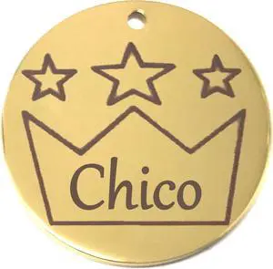Laser Engraved Stainless Steel Pet Name Tags Personalized on Both Sides for Pet Collar - Dog ID Tag, Dog Name Tag, Cat ID Tag, Cat Name Tag (Gold - Crown, Large) Laser Engraved Stainless Steel Pet Name Tags Personalized on Both Sides for Pet Collar - Dog ID Tag, Dog Name Tag, Cat ID Tag, Cat Name Tag (Gold - Crown, Large)