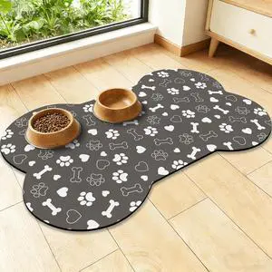 Bone Shaped Dog Food Mat, Absorbent Waterproof Non-Slip Pet Cat Bowl Mat for Food & Water Pet Supplies Gray 19"*12" Bone Shaped Dog Food Mat, Absorbent Waterproof Non-Slip Pet Cat Bowl Mat for Food & Water Pet Supplies Gray 19"*12"