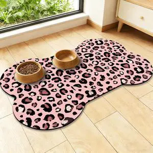Bone Shaped Dog Food Mat, Absorbent Waterproof Non-Slip Pet Cat Bowl Mat for Food & Water Pet Supplies Leopard 19"*12" Bone Shaped Dog Food Mat, Absorbent Waterproof Non-Slip Pet Cat Bowl Mat for Food & Water Pet Supplies Leopard 19"*12"