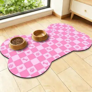 Bone Shaped Dog Food Mat, Absorbent Waterproof Non-Slip Pet Cat Bowl Mat for Food & Water Pet Supplies Checkered 19"*12" Bone Shaped Dog Food Mat, Absorbent Waterproof Non-Slip Pet Cat Bowl Mat for Food & Water Pet Supplies Checkered 19"*12"