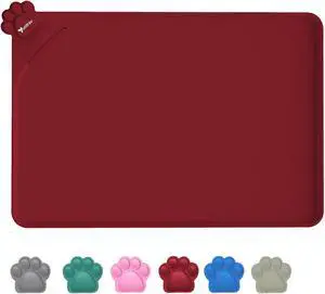 Waterproof Pet Feeding Mats with High Lips - Multiple Size and Colors, Silicone Mat, Nonslip Pet Food Mat for Dogs, Cats with Prevent Water goes Down (Vulkanrot) Waterproof Pet Feeding Mats with High Lips - Multiple Size and Colors, Silicone Mat, Nonslip Pet Food Mat for Dogs, Cats with Prevent Water goes Down (Vulkanrot)
