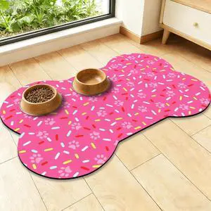 Bone Shaped Dog Food Mat, Absorbent Waterproof Non-Slip Pet Cat Bowl Mat for Food & Water Pet Supplies Pink 19"*12" Bone Shaped Dog Food Mat, Absorbent Waterproof Non-Slip Pet Cat Bowl Mat for Food & Water Pet Supplies Pink 19"*12"