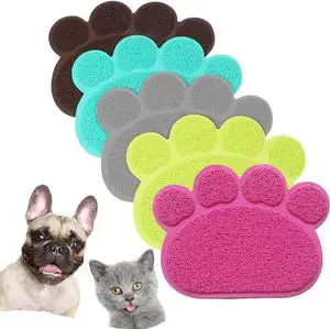PVC Pet Dog Cat Puppy Kitten Dish Bowl Food Water Feeding Placemat, Non-Slip Cat Litter Mat Paw Shape, Grey Small PVC Pet Dog Cat Puppy Kitten Dish Bowl Food Water Feeding Placemat, Non-Slip Cat Litter Mat Paw Shape, Grey Small