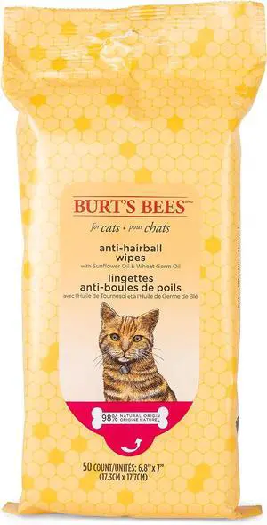 Burt's Bees for Pets Anti-Hairball Wipes for Cats, Sunflower Oil and Wheat Germ Oil, 98% Natural Origin, Cruelty-Free Cat Hairball Remedy Wipes, pH Balanced, Made in the USA, 50 Count | Sunflower and Burt's Bees for Pets Anti-Hairball Wipes for Cats, Sunflower Oil and Wheat Germ Oil, 98% Natural Origin, Cruelty-Free Cat Hairball Remedy Wipes, pH Balanced, Made in the USA, 50 Count | Sunflower and