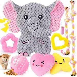 Pink Puppy Toys - 9 Pack Puppy Chew Toys for Teething, Enrichment Dog Toys for Small Dogs to Keep Them Busy, Squeaky Plush Toy for Boredom Pink Puppy Toys - 9 Pack Puppy Chew Toys for Teething, Enrichment Dog Toys for Small Dogs to Keep Them Busy, Squeaky Plush Toy for Boredom