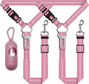 3-Piece Dog Car Harness Set - Retractable, Adjustable, Reflective Dog Seatbelt for Vehicle Headrests - Heavy Duty & High Elastic, Pink 3-Piece Dog Car Harness Set - Retractable, Adjustable, Reflective Dog Seatbelt for Vehicle Headrests - Heavy Duty & High Elastic, Pink