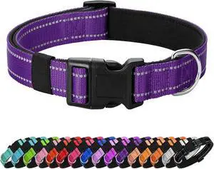 Reflective Dog Collar Padded with Soft Neoprene Breathable Quick Release Basic Dog Collars for Medium Dogs Purple Girl Reflective Dog Collar Padded with Soft Neoprene Breathable Quick Release Basic Dog Collars for Medium Dogs Purple Girl