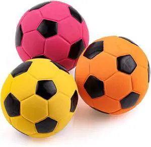 3PCS 2.7'' Squeak Latex Dog Toy Football Fetch Ball for Medium Dogs | Chew Throw Interactive Play, Soft Squeaky Bouncy Balls Toys for Indoor Outdoor Games,Assorted Colors 3PCS 2.7'' Squeak Latex Dog Toy Football Fetch Ball for Medium Dogs | Chew Throw Interactive Play, Soft Squeaky Bouncy Balls Toys for Indoor Outdoor Games,Assorted Colors