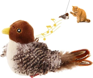 GiGwi Interactive Cat Toys Squeaky, Stimulated Chirping Bird Toy Making Noise,Automatic Chirp Bird Cat Toy with Feather Tail, Melody Chaser Play and Squeak Kitten Toy for Boredom | Interactive Cat Toy GiGwi Interactive Cat Toys Squeaky, Stimulated Chirping Bird Toy Making Noise,Automatic Chirp Bird Cat Toy with Feather Tail, Melody Chaser Play and Squeak Kitten Toy for Boredom | Interactive Cat Toy