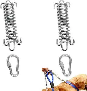 2 Pack Metal Bungee Leash Extension for Large Dogs, Tie Out Cable Attachment, Shock Absorbing Leash Spring for Training, Running 2 Pack Metal Bungee Leash Extension for Large Dogs, Tie Out Cable Attachment, Shock Absorbing Leash Spring for Training, Running