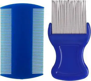2 Pack Head Hair Comb Double Sided Hair Comb Removal Dandruff Comb With Metal Teeth (Blue) 2 Pack Head Hair Comb Double Sided Hair Comb Removal Dandruff Comb With Metal Teeth (Blue)