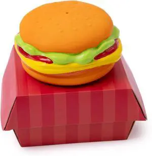 Dog Toy - Hamburger Themed Design, Extremely Durable, Squeaky, Perfect Chew and Fetch Toy, Unique Burger Packaging Dog Toy - Hamburger Themed Design, Extremely Durable, Squeaky, Perfect Chew and Fetch Toy, Unique Burger Packaging