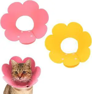 Felt Cat Recovery Collar, Cute Flower Cat Recovery Collar Adjustable Recovery Cones (2Pcs, M 8.7-9.8inch, Yellow/Pink) for Small Dogs Kittens Cats Felt Cat Recovery Collar, Cute Flower Cat Recovery Collar Adjustable Recovery Cones (2Pcs, M 8.7-9.8inch, Yellow/Pink) for Small Dogs Kittens Cats