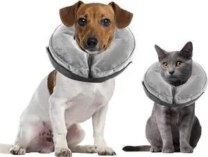 Dog Cone Collar, Inflatable Dog Cone Soft Protective Pet Recovery Collar After Surgery for Dogs and CatsGrey XS (5-8") Dog Cone Collar, Inflatable Dog Cone Soft Protective Pet Recovery Collar After Surgery for Dogs and CatsGrey XS (5-8")