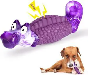 Tough Dog Toys for Aggressive Chewers, Squeaky Indestructible Chew Toy | Alligator Dog Toy for Medium & Large Dogs, Hard Nylon & Natural Rubber, Teeth Cleaning Texture, Bacon Flavor, Keeps Dogs Busy Tough Dog Toys for Aggressive Chewers, Squeaky Indestructible Chew Toy | Alligator Dog Toy for Medium & Large Dogs, Hard Nylon & Natural Rubber, Teeth Cleaning Texture, Bacon Flavor, Keeps Dogs Busy