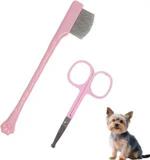 2 Pack Stainless Steel Dog Eye Comb, Puppy Flea Brush (Pink) | Small Design for Pet Facial & Paw Grooming, Round-Tip Arc Teeth, Fit Yorkie, Shih Tzu, Maltese, Maltipoo, Pomeranian, Cat 2 Pack Stainless Steel Dog Eye Comb, Puppy Flea Brush (Pink) | Small Design for Pet Facial & Paw Grooming, Round-Tip Arc Teeth, Fit Yorkie, Shih Tzu, Maltese, Maltipoo, Pomeranian, Cat