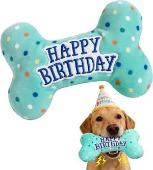 Dog Birthday Toys, Plush Dog Squeaky Toys, Stuffed Puppy Chew Toy for Small Medium Large Dogs, Bone Pet Toy Dog Birthday Toys, Plush Dog Squeaky Toys, Stuffed Puppy Chew Toy for Small Medium Large Dogs, Bone Pet Toy