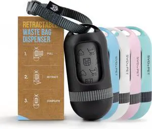 Dog Poop Bag Dispenser, Waste Bag Retractable, Black | Portable Poop Bag Holder, Fits Any Dog Leash, Leak-Proof Bag Starter Roll Included, Dog Walking & Travel Accessory Dog Poop Bag Dispenser, Waste Bag Retractable, Black | Portable Poop Bag Holder, Fits Any Dog Leash, Leak-Proof Bag Starter Roll Included, Dog Walking & Travel Accessory