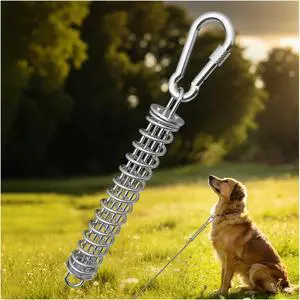 Dog Tie Out Spring, Heavy Duty Shock Absorber Spring for Tie Out Cable & Chain, Rustproof Stainless Steel Buffer, Dog Leash Shock Absorber (1 Spring) Dog Tie Out Spring, Heavy Duty Shock Absorber Spring for Tie Out Cable & Chain, Rustproof Stainless Steel Buffer, Dog Leash Shock Absorber (1 Spring)