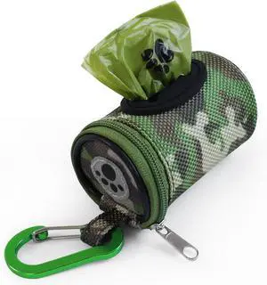 Dog Poop Bag Holder for Leash with Carabiner Clip Soft Fabric | Small Doggie Waste Bag Dispenser Pet Doggy Bag Carrier 1680D Nylon Oxford Puppy Potty Zipper Pouch with 1 Roll, Woodland Camo Dog Poop Bag Holder for Leash with Carabiner Clip Soft Fabric | Small Doggie Waste Bag Dispenser Pet Doggy Bag Carrier 1680D Nylon Oxford Puppy Potty Zipper Pouch with 1 Roll, Woodland Camo