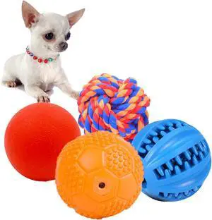 Puppy Balls - Pack with Different Functions & Teething Toys for Small Dogs, Squeaky Dog Balls, Rubber Chew Toys for Enrichment Puppy Balls - Pack with Different Functions & Teething Toys for Small Dogs, Squeaky Dog Balls, Rubber Chew Toys for Enrichment