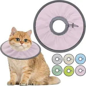 Lightweight Cat Cone Collar Soft, Adjustable,Pale Pink, Small | Cone for Cats to Stop Licking, Soft Comfortable, Cat Recovery Cone After Surgery, Elizabethan E Collar for Cats, E-Collar Lightweight Cat Cone Collar Soft, Adjustable,Pale Pink, Small | Cone for Cats to Stop Licking, Soft Comfortable, Cat Recovery Cone After Surgery, Elizabethan E Collar for Cats, E-Collar
