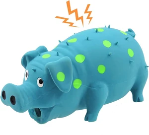 Dog Squeaky Toy, Dots Latex Dog Chew Toys with a Oinks Sound Squeaker Grunting Pig Dog Toy Durable Self Play 8" Dogs Squeeze Toy for Dental Biting Chasing to Kill Boring Time (Blue) Dog Squeaky Toy, Dots Latex Dog Chew Toys with a Oinks Sound Squeaker Grunting Pig Dog Toy Durable Self Play 8" Dogs Squeeze Toy for Dental Biting Chasing to Kill Boring Time (Blue)