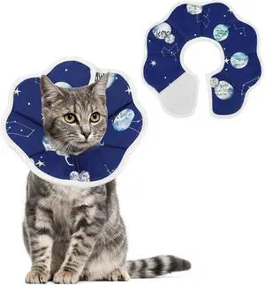 Cobee Soft Cat Cone Collar, Protective Cute Small Cat Recovery Collar Adjustable Fasteners Collars for Kittens Cats E-Collars After Surgery Wound Healing, Fit 6.3"-9" Neck Circumference(Constellation) Cobee Soft Cat Cone Collar, Protective Cute Small Cat Recovery Collar Adjustable Fasteners Collars for Kittens Cats E-Collars After Surgery Wound Healing, Fit 6.3"-9" Neck Circumference(Constellation)