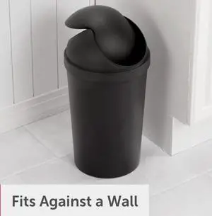 Sterilite Small Bathroom Trash Can, 3 Gallon Plastic Garbage Bucket Bin with Swing Top Lid, Black Sterilite Small Bathroom Trash Can, 3 Gallon Plastic Garbage Bucket Bin with Swing Top Lid, Black