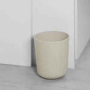 Mainstays 1.64 Gallon Beige Plastic Ribbed Wastebasket Mainstays 1.64 Gallon Beige Plastic Ribbed Wastebasket