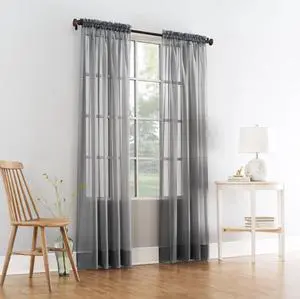 Mainstays Marjorie 1-Piece Sheer Voile Rod Pocket Curtain Panel, 59"x108", Grey Mainstays Marjorie 1-Piece Sheer Voile Rod Pocket Curtain Panel, 59"x108", Grey