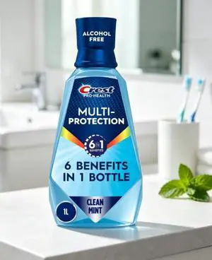 Crest Mouthwash, Pro-Health Mouthwash, Alcohol-Free Oral Rinse, Clean Mint, 1L, 946mL (33.8 fl oz) Crest Mouthwash, Pro-Health Mouthwash, Alcohol-Free Oral Rinse, Clean Mint, 1L, 946mL (33.8 fl oz)