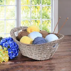 Mainstays Oval Natural Seagrass Storage Basket with Cut-Out Handles Mainstays Oval Natural Seagrass Storage Basket with Cut-Out Handles