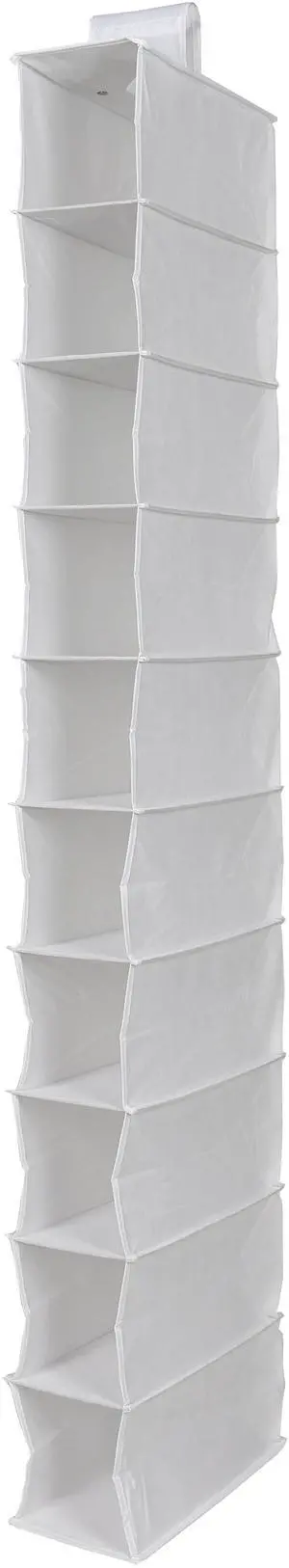 Mainstays 10 Shelf Hanging Closet Storage Shoe Organizer for Shoes, Non Woven, Arctic White Mainstays 10 Shelf Hanging Closet Storage Shoe Organizer for Shoes, Non Woven, Arctic White