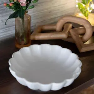 Mainstays Scalloped White Decorative Tabletop Bowl Mainstays Scalloped White Decorative Tabletop Bowl