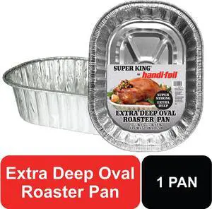 Handi-Foil Super King Aluminum Extra Deep Oval Roaster Pan, 1 Count Handi-Foil Super King Aluminum Extra Deep Oval Roaster Pan, 1 Count