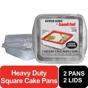 Handi-Foil 8" x 8" Aluminum Square Cake Pan, 2 Count Handi-Foil 8" x 8" Aluminum Square Cake Pan, 2 Count