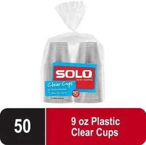 Solo Party Disposable Plastic Cups, Clear, 9 oz, 50 Count Solo Party Disposable Plastic Cups, Clear, 9 oz, 50 Count