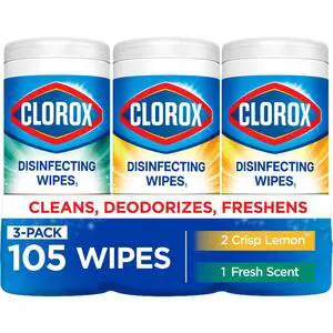 Clorox Disinfecting Cleaning Wipes Variety Pack, Bleach Free, Fresh Scent and Crisp Lemon, 35 Count Each, Pack of 3 Clorox Disinfecting Cleaning Wipes Variety Pack, Bleach Free, Fresh Scent and Crisp Lemon, 35 Count Each, Pack of 3