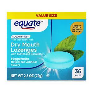 Equate Sugar-Free Dry Mouth Relief Lozenges, Peppermint, 2.5 oz, 36 Count Equate Sugar-Free Dry Mouth Relief Lozenges, Peppermint, 2.5 oz, 36 Count
