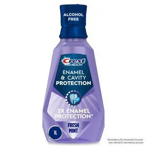 Crest Mouthwash Pro-Health Enamel & Cavity Protection, 6-in-1 benefits, Alcohol Free, Fresh Mint, 1 L (33.8 fl oz) Crest Mouthwash Pro-Health Enamel & Cavity Protection, 6-in-1 benefits, Alcohol Free, Fresh Mint, 1 L (33.8 fl oz)