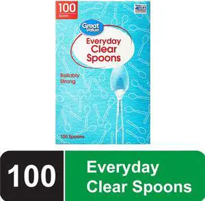 Great Value Everyday Clear Plastic Spoons, 100 Count Great Value Everyday Clear Plastic Spoons, 100 Count