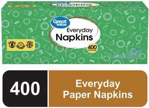 Great Value Everyday Paper Napkins, White, 400 Count, 1-Ply Disposable Great Value Everyday Paper Napkins, White, 400 Count, 1-Ply Disposable