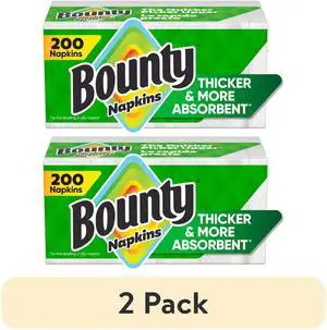 (2 pack) Bounty Paper Napkins, White, 200 Count (2 pack) Bounty Paper Napkins, White, 200 Count