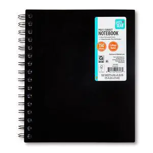 Pen+Gear College Ruled 5-Subject Poly Notebook, 6" x 8.26", Black, 150 Sheets Pen+Gear College Ruled 5-Subject Poly Notebook, 6" x 8.26", Black, 150 Sheets