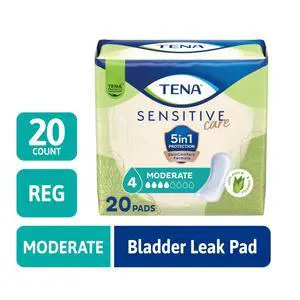 TENA Sensitive Care Moderate Absorbency Incontinence Pads for Women, 20 ct TENA Sensitive Care Moderate Absorbency Incontinence Pads for Women, 20 ct